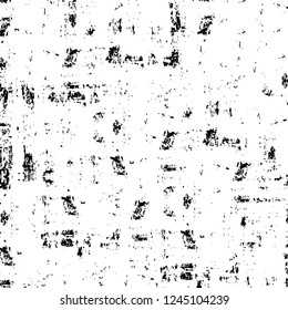 Grunge overlay layer. Abstract black and white vector background. Monochrome vintage surface with dirty pattern in cracks, spots, dots. Old wall in dark horror style design