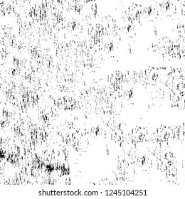 Grunge overlay layer. Abstract black and white vector background. Monochrome vintage surface with dirty pattern in cracks, spots, dots. Old wall in dark horror style design