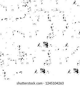 Grunge overlay layer. Abstract black and white vector background. Monochrome vintage surface with dirty pattern in cracks, spots, dots. Old wall in dark horror style design
