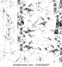 Grunge overlay layer. Abstract black and white vector background. Monochrome vintage surface with dirty pattern in cracks, spots, dots. Old wall in dark horror style design