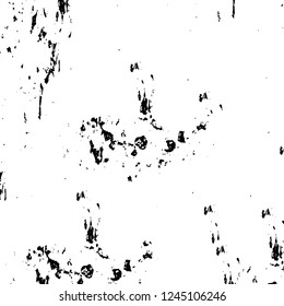 Grunge overlay layer. Abstract black and white vector background. Monochrome vintage surface with dirty pattern in cracks, spots, dots. Old wall in dark horror style design