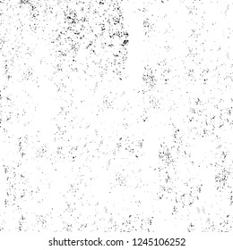 Grunge overlay layer. Abstract black and white vector background. Monochrome vintage surface with dirty pattern in cracks, spots, dots. Old wall in dark horror style design