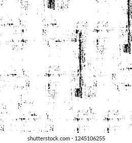 Grunge overlay layer. Abstract black and white vector background. Monochrome vintage surface with dirty pattern in cracks, spots, dots. Old wall in dark horror style design