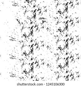 Grunge overlay layer. Abstract black and white vector background. Monochrome vintage surface with dirty pattern in cracks, spots, dots. Old wall in dark horror style design