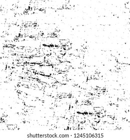 Grunge overlay layer. Abstract black and white vector background. Monochrome vintage surface with dirty pattern in cracks, spots, dots. Old wall in dark horror style design