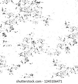 Grunge overlay layer. Abstract black and white vector background. Monochrome vintage surface with dirty pattern in cracks, spots, dots. Old wall in dark horror style design