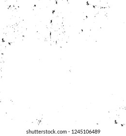 Grunge overlay layer. Abstract black and white vector background. Monochrome vintage surface with dirty pattern in cracks, spots, dots. Old wall in dark horror style design