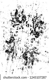 Grunge overlay layer. Abstract black and white vector background. Monochrome vintage surface with dirty pattern in cracks, spots, dots. Old wall in dark horror style design