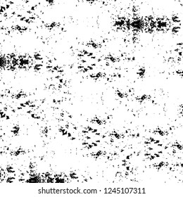 Grunge overlay layer. Abstract black and white vector background. Monochrome vintage surface with dirty pattern in cracks, spots, dots. Old wall in dark horror style design