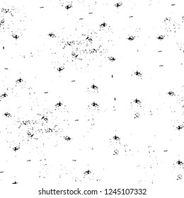 Grunge overlay layer. Abstract black and white vector background. Monochrome vintage surface with dirty pattern in cracks, spots, dots. Old wall in dark horror style design