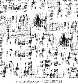 Grunge overlay layer. Abstract black and white vector background. Monochrome vintage surface with dirty pattern in cracks, spots, dots. Old wall in dark horror style design