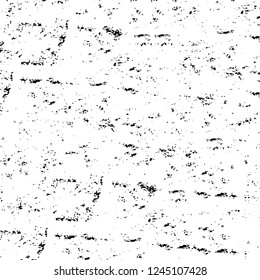 Grunge overlay layer. Abstract black and white vector background. Monochrome vintage surface with dirty pattern in cracks, spots, dots. Old wall in dark horror style design