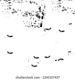 Grunge overlay layer. Abstract black and white vector background. Monochrome vintage surface with dirty pattern in cracks, spots, dots. Old wall in dark horror style design