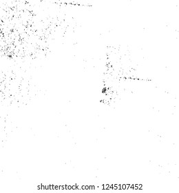 Grunge overlay layer. Abstract black and white vector background. Monochrome vintage surface with dirty pattern in cracks, spots, dots. Old wall in dark horror style design