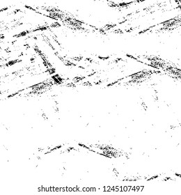 Grunge overlay layer. Abstract black and white vector background. Monochrome vintage surface with dirty pattern in cracks, spots, dots. Old wall in dark horror style design