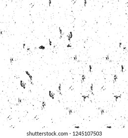 Grunge overlay layer. Abstract black and white vector background. Monochrome vintage surface with dirty pattern in cracks, spots, dots. Old wall in dark horror style design