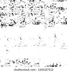 Grunge overlay layer. Abstract black and white vector background. Monochrome vintage surface with dirty pattern in cracks, spots, dots. Old wall in dark horror style design