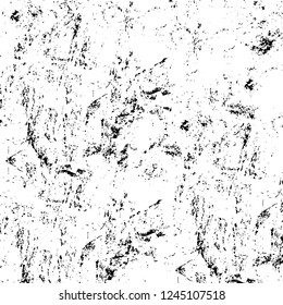 Grunge overlay layer. Abstract black and white vector background. Monochrome vintage surface with dirty pattern in cracks, spots, dots. Old wall in dark horror style design