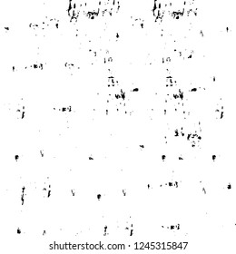 Grunge overlay layer. Abstract black and white vector background. Monochrome vintage surface with dirty pattern in cracks, spots, dots. Old wall in dark horror style design