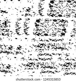 Grunge overlay layer. Abstract black and white vector background. Monochrome vintage surface with dirty pattern in cracks, spots, dots. Old wall in dark horror style design