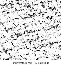 Grunge overlay layer. Abstract black and white vector background. Monochrome vintage surface with dirty pattern in cracks, spots, dots. Old wall in dark horror style design