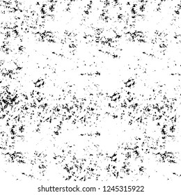 Grunge overlay layer. Abstract black and white vector background. Monochrome vintage surface with dirty pattern in cracks, spots, dots. Old wall in dark horror style design