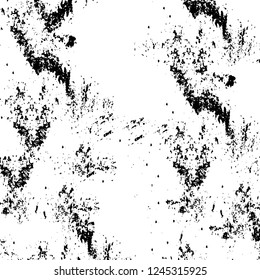 Grunge overlay layer. Abstract black and white vector background. Monochrome vintage surface with dirty pattern in cracks, spots, dots. Old wall in dark horror style design