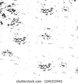 Grunge overlay layer. Abstract black and white vector background. Monochrome vintage surface with dirty pattern in cracks, spots, dots. Old wall in dark horror style design