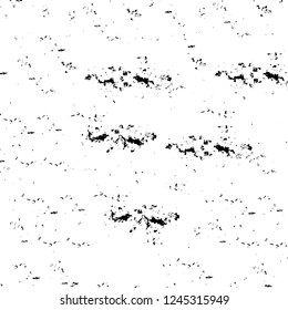 Grunge overlay layer. Abstract black and white vector background. Monochrome vintage surface with dirty pattern in cracks, spots, dots. Old wall in dark horror style design