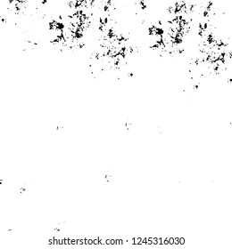 Grunge overlay layer. Abstract black and white vector background. Monochrome vintage surface with dirty pattern in cracks, spots, dots. Old wall in dark horror style design