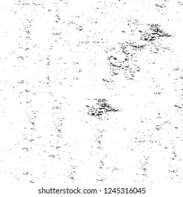 Grunge overlay layer. Abstract black and white vector background. Monochrome vintage surface with dirty pattern in cracks, spots, dots. Old wall in dark horror style design