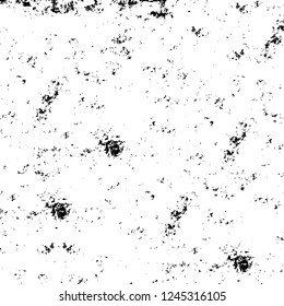Grunge overlay layer. Abstract black and white vector background. Monochrome vintage surface with dirty pattern in cracks, spots, dots. Old wall in dark horror style design