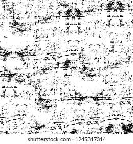 Grunge overlay layer. Abstract black and white vector background. Monochrome vintage surface with dirty pattern in cracks, spots, dots. Old wall in dark horror style design