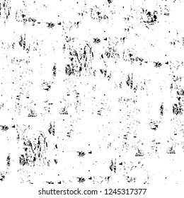 Grunge overlay layer. Abstract black and white vector background. Monochrome vintage surface with dirty pattern in cracks, spots, dots. Old wall in dark horror style design