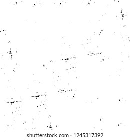 Grunge overlay layer. Abstract black and white vector background. Monochrome vintage surface with dirty pattern in cracks, spots, dots. Old wall in dark horror style design