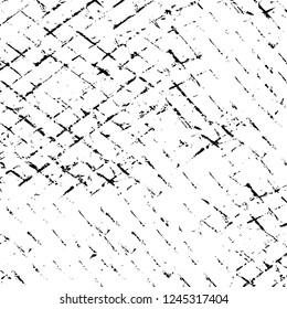 Grunge overlay layer. Abstract black and white vector background. Monochrome vintage surface with dirty pattern in cracks, spots, dots. Old wall in dark horror style design