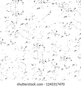 Grunge overlay layer. Abstract black and white vector background. Monochrome vintage surface with dirty pattern in cracks, spots, dots. Old wall in dark horror style design