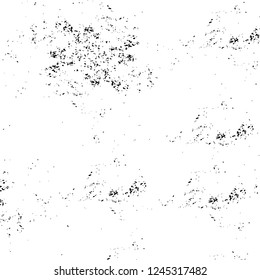 Grunge overlay layer. Abstract black and white vector background. Monochrome vintage surface with dirty pattern in cracks, spots, dots. Old wall in dark horror style design