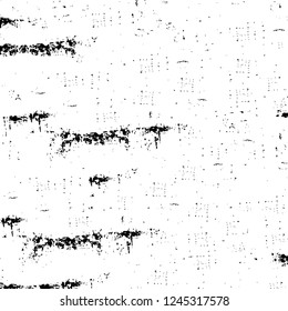 Grunge overlay layer. Abstract black and white vector background. Monochrome vintage surface with dirty pattern in cracks, spots, dots. Old wall in dark horror style design
