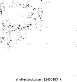 Grunge overlay layer. Abstract black and white vector background. Monochrome vintage surface with dirty pattern in cracks, spots, dots. Old wall in dark horror style design