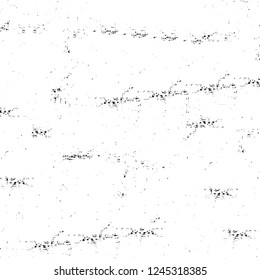 Grunge overlay layer. Abstract black and white vector background. Monochrome vintage surface with dirty pattern in cracks, spots, dots. Old wall in dark horror style design