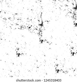 Grunge overlay layer. Abstract black and white vector background. Monochrome vintage surface with dirty pattern in cracks, spots, dots. Old wall in dark horror style design