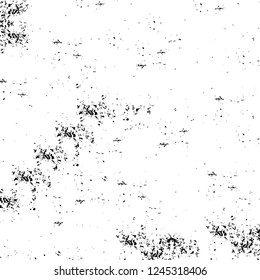 Grunge overlay layer. Abstract black and white vector background. Monochrome vintage surface with dirty pattern in cracks, spots, dots. Old wall in dark horror style design