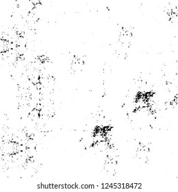 Grunge overlay layer. Abstract black and white vector background. Monochrome vintage surface with dirty pattern in cracks, spots, dots. Old wall in dark horror style design