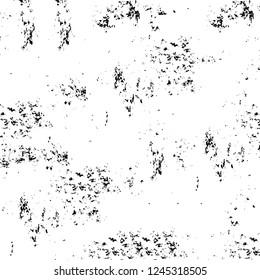 Grunge overlay layer. Abstract black and white vector background. Monochrome vintage surface with dirty pattern in cracks, spots, dots. Old wall in dark horror style design