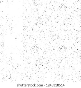 Grunge overlay layer. Abstract black and white vector background. Monochrome vintage surface with dirty pattern in cracks, spots, dots. Old wall in dark horror style design