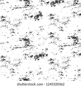 Grunge overlay layer. Abstract black and white vector background. Monochrome vintage surface with dirty pattern in cracks, spots, dots. Old wall in dark horror style design
