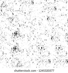 Grunge overlay layer. Abstract black and white vector background. Monochrome vintage surface with dirty pattern in cracks, spots, dots. Old wall in dark horror style design
