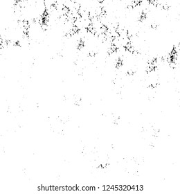 Grunge overlay layer. Abstract black and white vector background. Monochrome vintage surface with dirty pattern in cracks, spots, dots. Old wall in dark horror style design