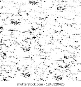 Grunge overlay layer. Abstract black and white vector background. Monochrome vintage surface with dirty pattern in cracks, spots, dots. Old wall in dark horror style design
